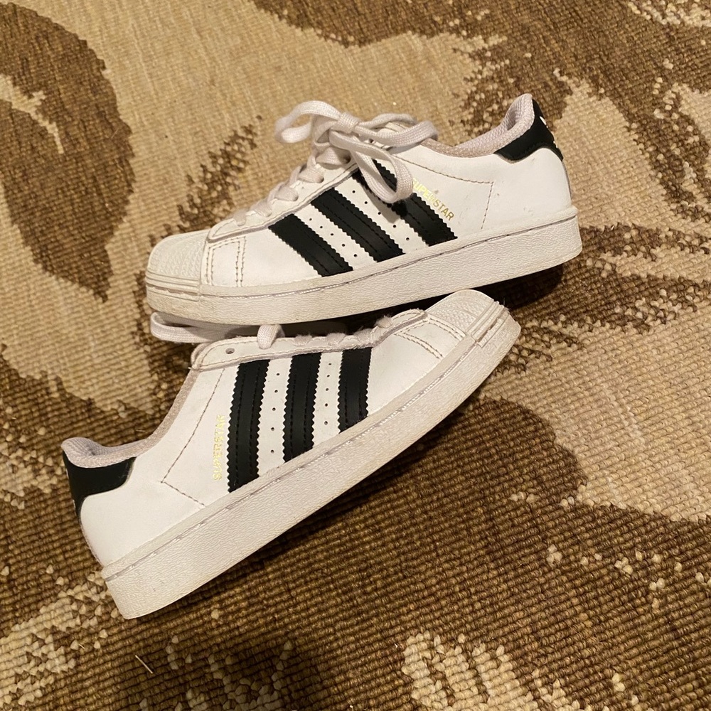 Kids Adidas Superstar Sneakers Black/White 12K